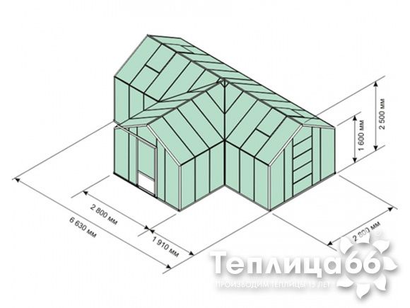 Теплица botanik T с большим тамбуром под стекло (24 м²)